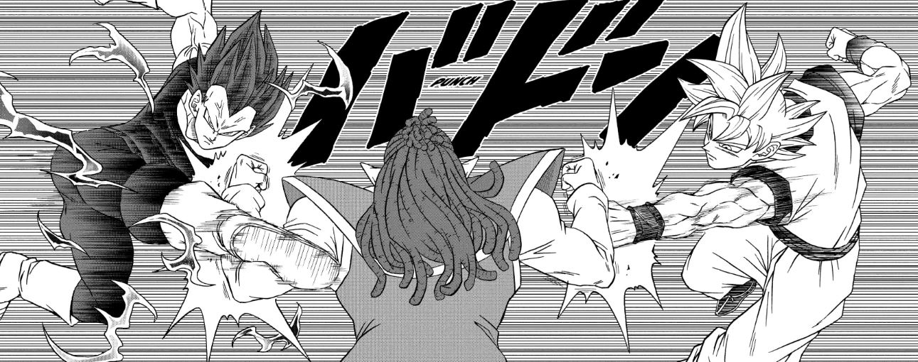 Goku Ultra Instinto y Vegeta Mega Instinto peleando juntos por primera vez
