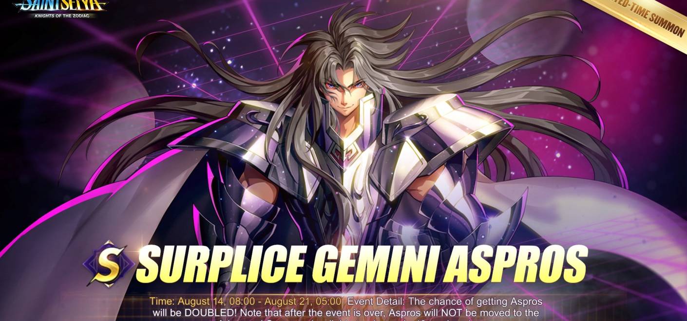 Llega Aspros de Géminis a Saint Seiya Awakening KotZ | Cosmos, Habilidades y Armado recomendado